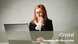  Presentation with crying - Cool new theme with writing table - sad businesswoman crying in front backdrop and a  colored foreground
