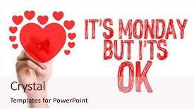  Presentation with compensation management hand marker - Slide set consisting of writing the text its monday background and a lemonade colored foreground