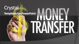  Presentation with transfer - PPT theme consisting of writing the text money transfer background and a dark gray colored foreground