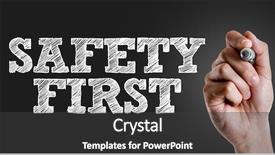  Presentation with work safety - Cool new presentation theme with writing the text safety first backdrop and a dark gray colored foreground