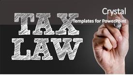  Presentation with tax - Colorful presentation enhanced with writing the text tax law backdrop and a dark gray colored foreground