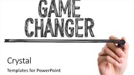  Presentation with marker - Audience pleasing theme consisting of writing the word game changer backdrop and a white colored foreground