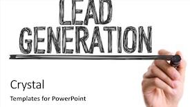  Presentation with lead - Cool new slides with writing the word lead generation backdrop and a white colored foreground