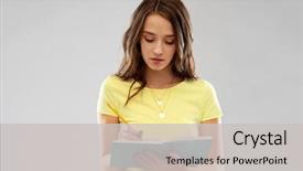  Presentation with student writing - Audience pleasing presentation design consisting of writing to diary or notebook backdrop and a light gray colored foreground