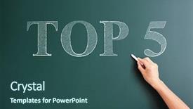  Presentation with blackboard - Audience pleasing theme consisting of writing top 5 on blackboard backdrop and a ocean colored foreground