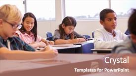  Presentation with elementary school sample monitoring tool - PPT theme with writing usa - elementary school kids working background and a coral colored foreground