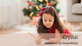  Presentation with christmas holidays - Beautiful PPT theme featuring writing wish list or letter backdrop and a coral colored foreground