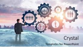  Presentation with chalk - Beautiful theme featuring writing with chalk against picture backdrop and a light blue colored foreground