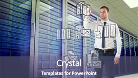  Presentation with server room - Presentation design consisting of writing with marker against server background and a ocean colored foreground