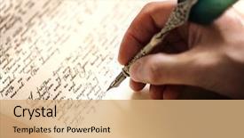  Presentation with law - Slide deck enhanced with writing with quill pen last background and a coral colored foreground