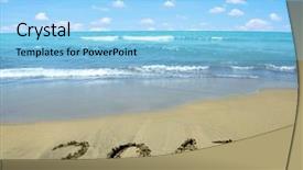  Presentation with new year - Cool new slides with written 2017 on the beach backdrop and a light blue colored foreground