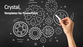  Presentation with chalk sketch - Cool new PPT layouts with female hand holding white chalk backdrop and a dark gray colored foreground