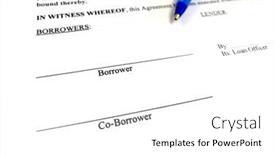  Presentation with contract - Presentation theme consisting of written-contract-for-loan-agreement background and a white colored foreground