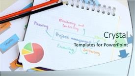  Presentation with project management - Slide set consisting of written features of project management background and a sky blue colored foreground