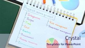  Presentation with project management - Amazing presentation design having written features of project management backdrop and a sky blue colored foreground