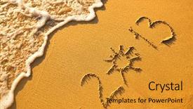  Presentation with sand - Cool new presentation theme with written in sand on beach backdrop and a gold colored foreground