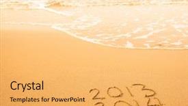  Presentation with sand - Beautiful slide deck featuring written in sand on beach backdrop and a yellow colored foreground