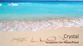  Presentation with turquoise beach - Cool new theme with written in tropical beach sand backdrop and a lemonade colored foreground