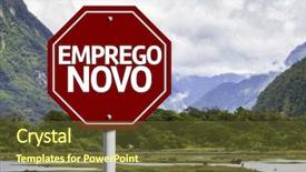  Presentation with new job description - PPT theme consisting of written on red road sign background and a tawny brown colored foreground