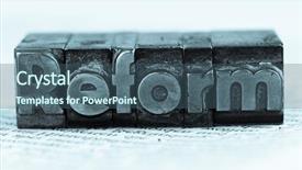  Presentation with reform - PPT layouts enhanced with written reform in lead letters background and a ocean colored foreground