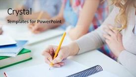  Presentation with task - Colorful presentation theme enhanced with written task or writing backdrop and a coral colored foreground