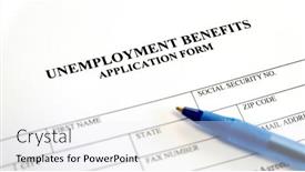  Presentation with unemployment - Slide deck with written-unemployment-benefits-application-form background and a white colored foreground