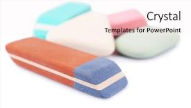  Presentation with group - Slide set consisting of writting error - group of erasers closeup background and a pink colored foreground