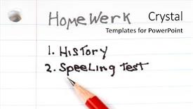  Presentation with rhyming words - Colorful PPT layouts enhanced with writting error - list of homework to do backdrop and a white colored foreground