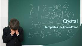  Presentation with school board - Slide set consisting of writting error - school boy solve math background and a  colored foreground