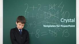  Presentation with school board - Presentation design enhanced with writting error - schoolboy near the school board background and a  colored foreground