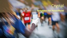  Presentation with marathon - Slide deck enhanced with wroclaw marathon running intentional motion blur background and a tawny brown colored foreground