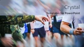  Presentation with marathon - Colorful slide set enhanced with wroclaw marathon running intentional motion blur backdrop and a light blue colored foreground