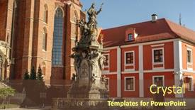  Presentation with poland - Presentation with wroclaw-poland-landmark-ostrow-tumski background and a tawny brown colored foreground