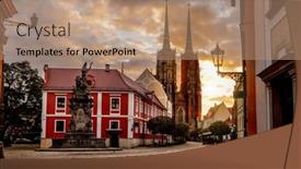  Presentation with john the baptist - Presentation theme having wroclaw-poland-landmark-ostrow-tumski background and a coral colored foreground