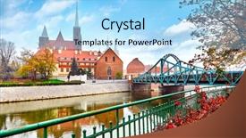  Presentation with autumn blue - Slides featuring wroclaw poland view at tumski background and a light blue colored foreground