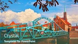  Presentation with autumn blue - Theme featuring wroclaw-poland-view-at-tumski background and a ocean colored foreground