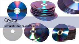  Presentation with stack - Audience pleasing presentation theme consisting of wrom up - stack of cd or dvd backdrop and a teal colored foreground