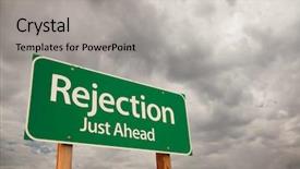  Presentation with storm clouds - Presentation theme enhanced with wrong choice - rejection just ahead green road background and a light gray colored foreground