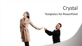  Presentation with woman sad - PPT theme with apologizing to young beautiful woman background and a white colored foreground