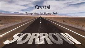  Presentation with lonely desert road - Audience pleasing theme consisting of laments - sorrow written on desert road backdrop and a light gray colored foreground