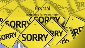  Presentation with highway road sign - PPT theme featuring laments - sorry written on multiple road background and a yellow colored foreground