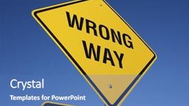  Presentation with road yellow - Amazing theme having wrong way yellow road sign backdrop and a teal colored foreground
