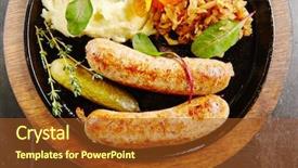  Presentation with traditional wood - PPT layouts featuring wurst or bratwurst with fermented background and a tawny brown colored foreground