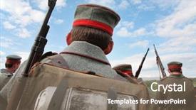  Presentation with ww1 - Amazing slide set having ww1 - behind soldiers in show backdrop and a gray colored foreground