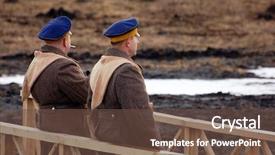  Presentation with military men - PPT layouts consisting of ww1 - men in russian uniform 1918 background and a tawny brown colored foreground