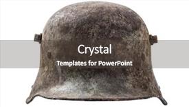  Presentation with ww1 - Audience pleasing theme consisting of ww1 - old german helmet backdrop and a dark gray colored foreground