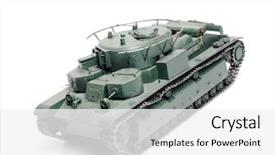  Presentation with ww1 - Presentation design featuring ww1 - russian vintage tank isolated background and a white colored foreground