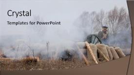  Presentation with ww1 - Presentation theme having ww1 artillery historical reenacting military background and a lemonade colored foreground