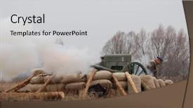  Presentation with ww1 - Audience pleasing presentation consisting of ww1 artillery historical reenacting military backdrop and a light gray colored foreground