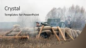  Presentation with ww1 - Presentation theme featuring ww1 artillery historical reenacting military background and a white colored foreground